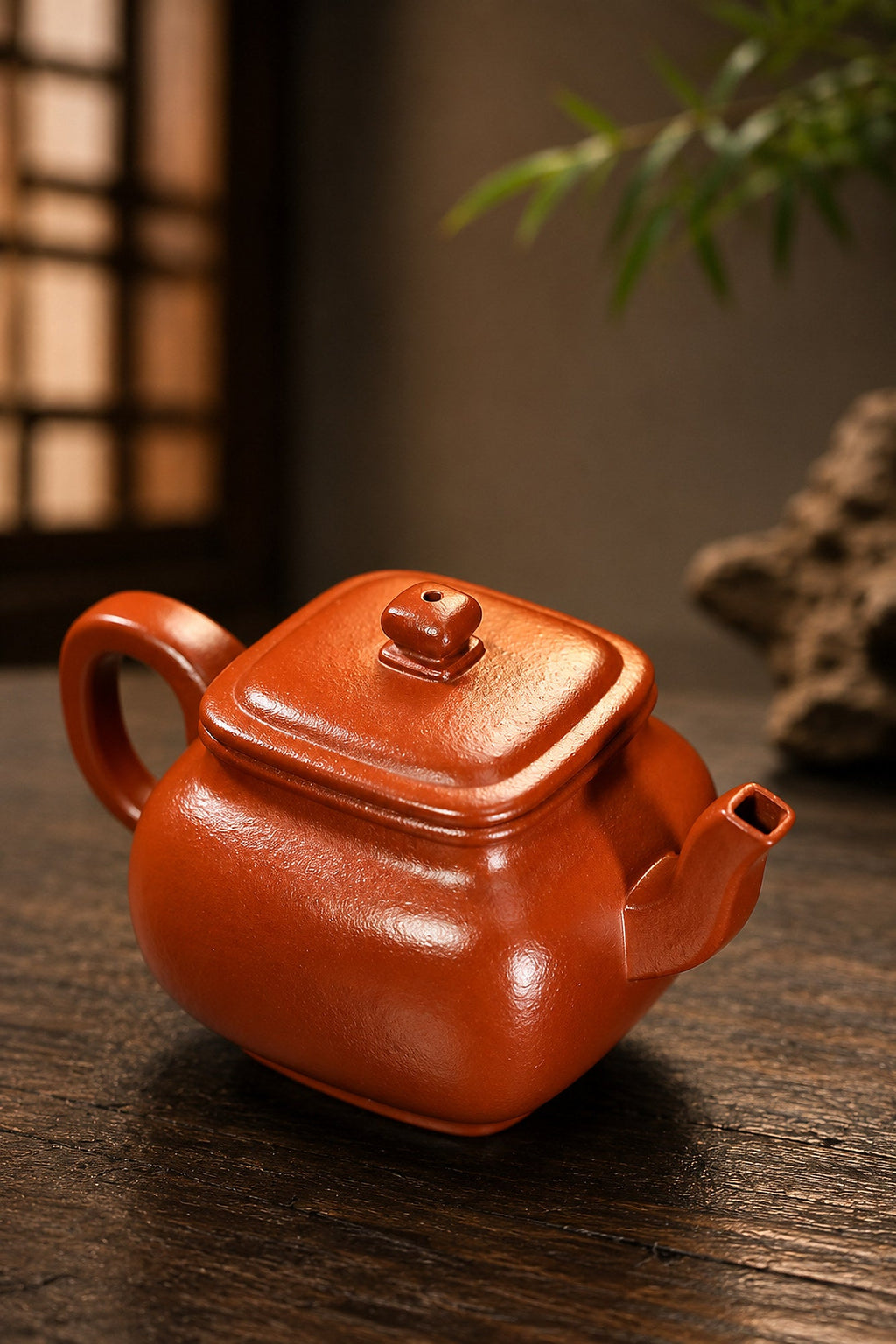 Square Form Yixing Zisha Teapot – Zhuni Clay, 130ml