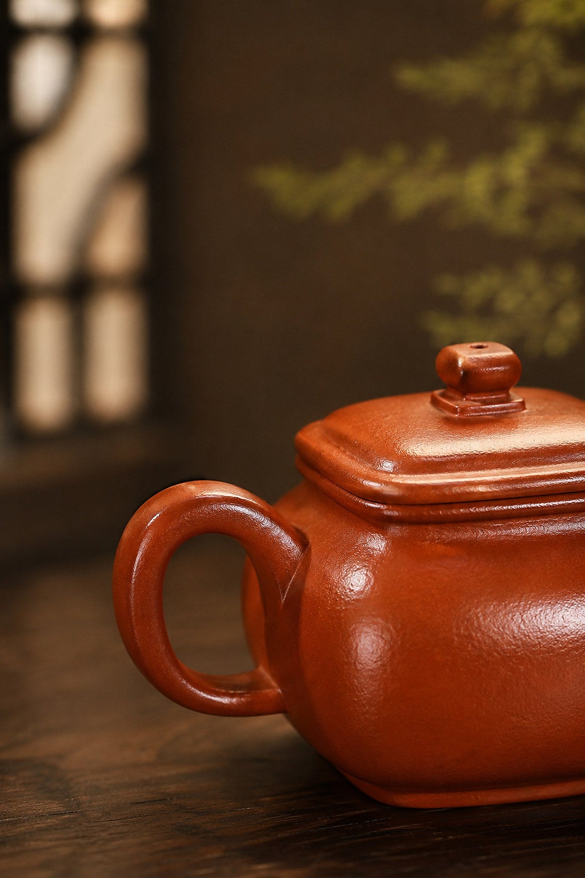 Square Form Yixing Zisha Teapot – Zhuni Clay, 130ml
