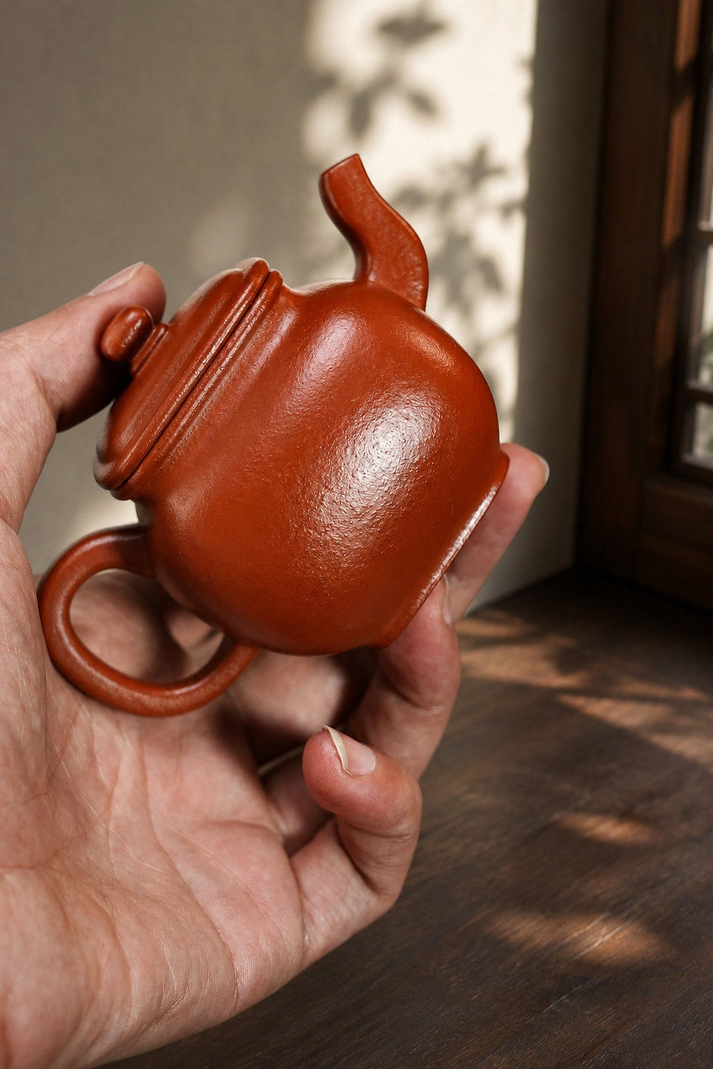 Square Form Yixing Zisha Teapot – Zhuni Clay, 130ml