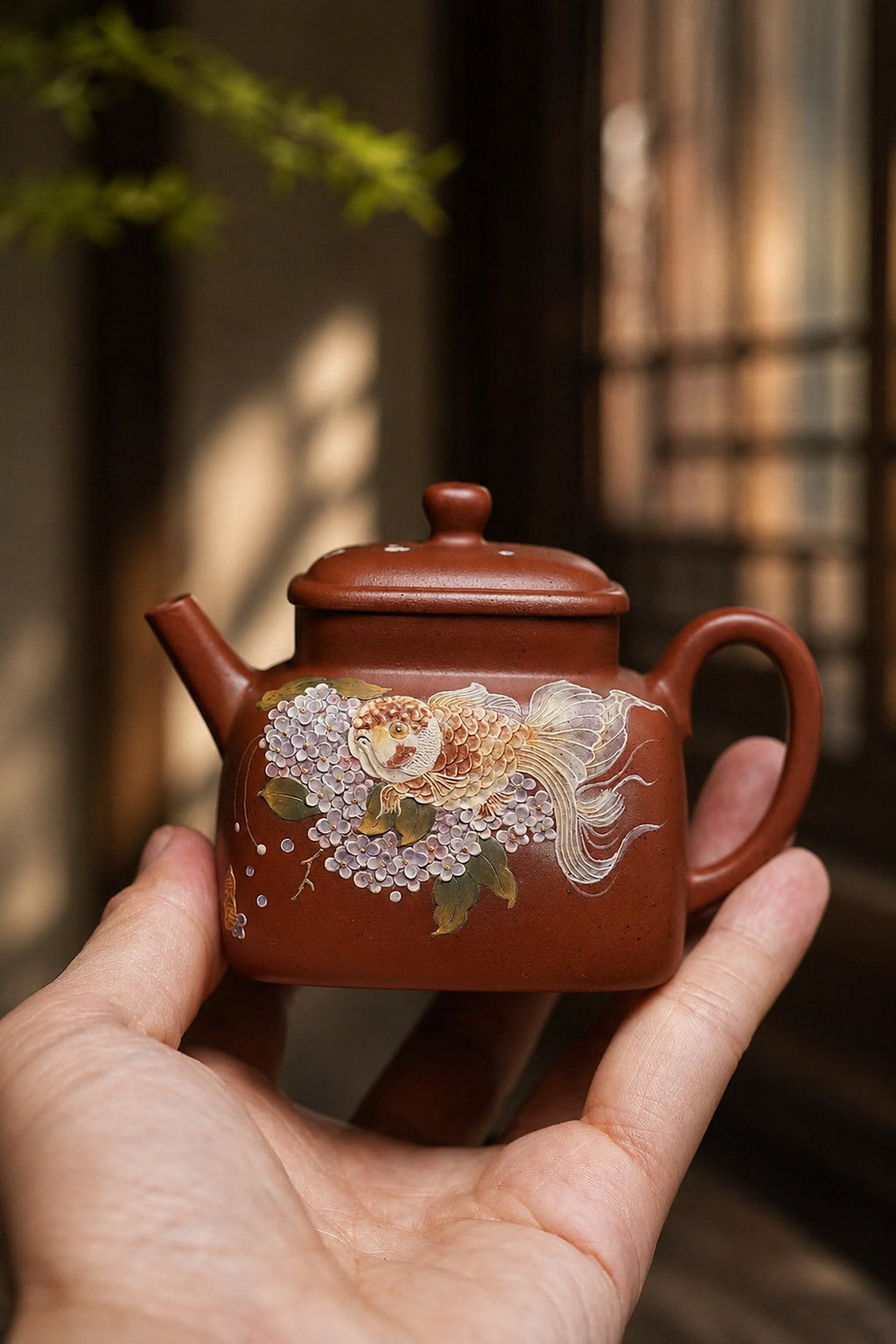 Square Form Yixing Zisha Teapot – Zhuni Clay, 160ml