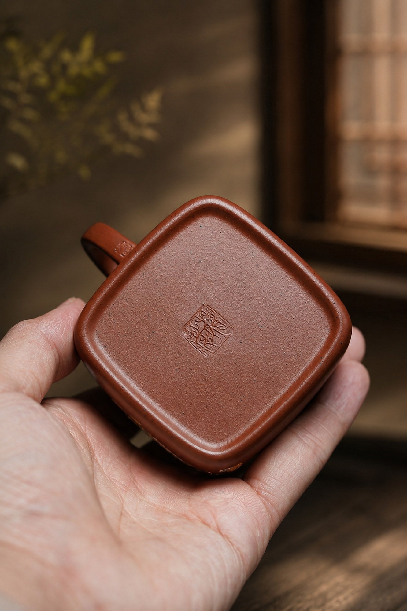 Square Form Yixing Zisha Teapot – Zhuni Clay, 160ml