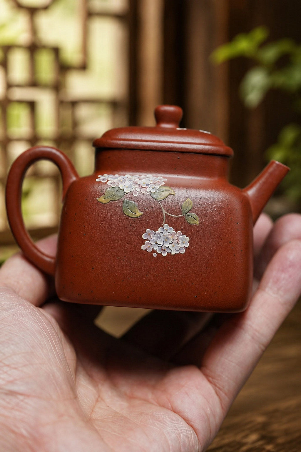Square Form Yixing Zisha Teapot – Zhuni Clay, 160ml