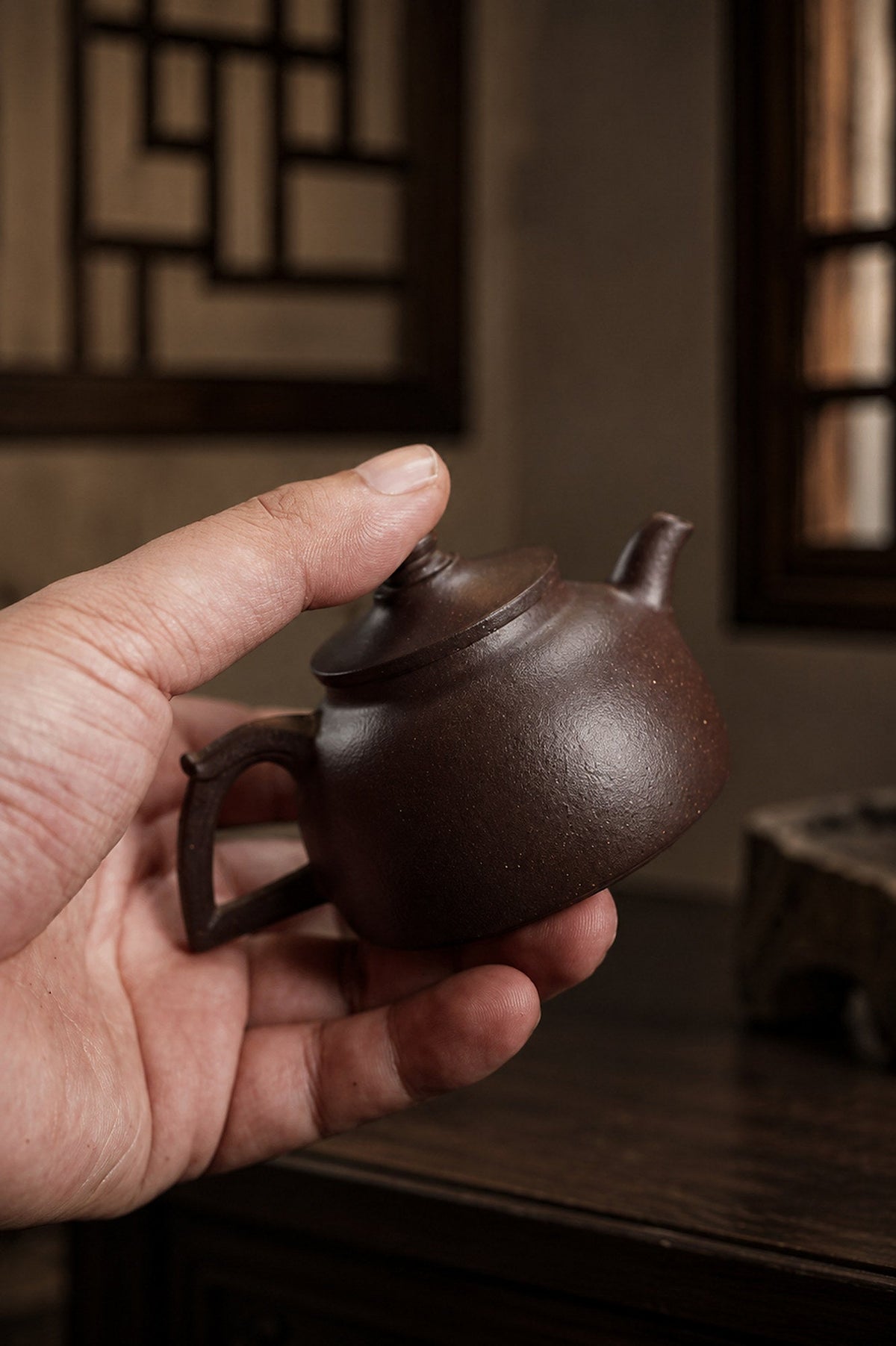 Handmade Da Bin Tian Xiang Yixing Zisha Teapot – Aged Zini Clay, 100ml
