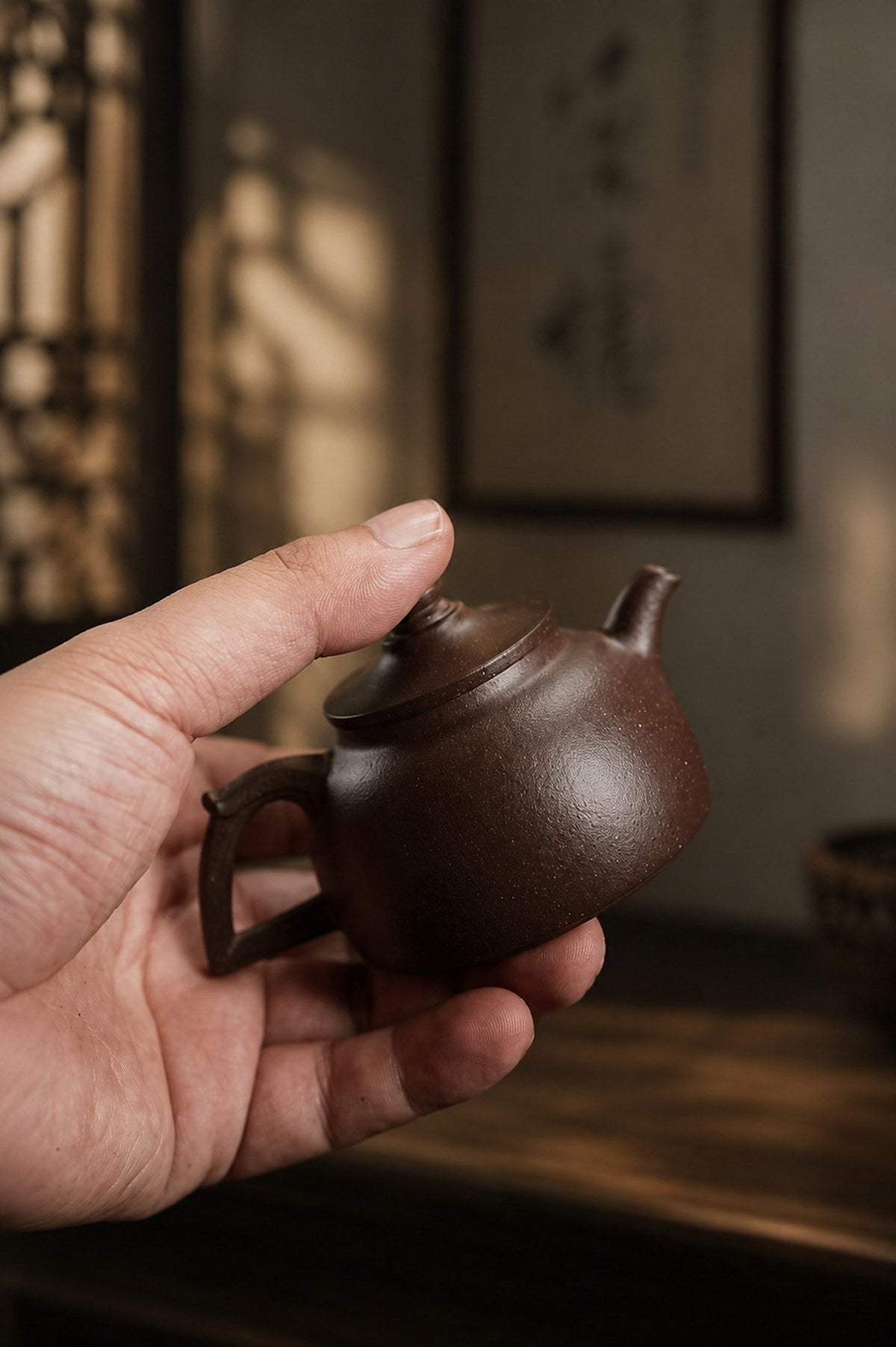Handmade Da Bin Tian Xiang Yixing Zisha Teapot – Aged Zini Clay, 100ml