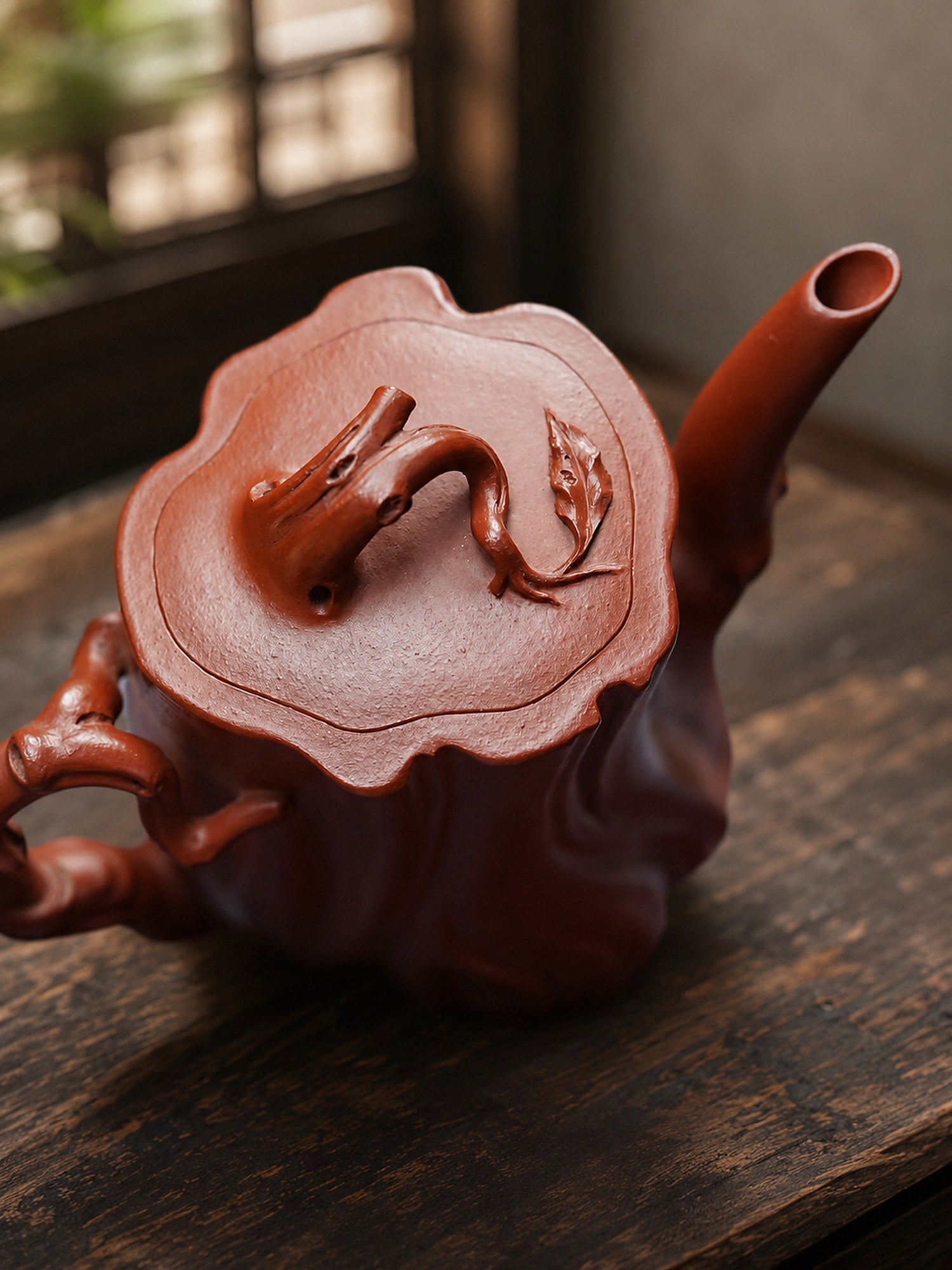 Handmade Tree-Trunk Sculptural Form Yixing Zisha Teapot – Zhuni Clay, 200ml