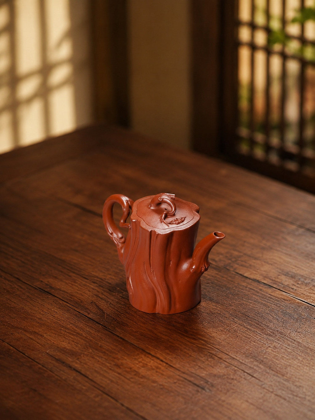 Handmade Tree-Trunk Sculptural Form Yixing Zisha Teapot – Zhuni Clay, 200ml