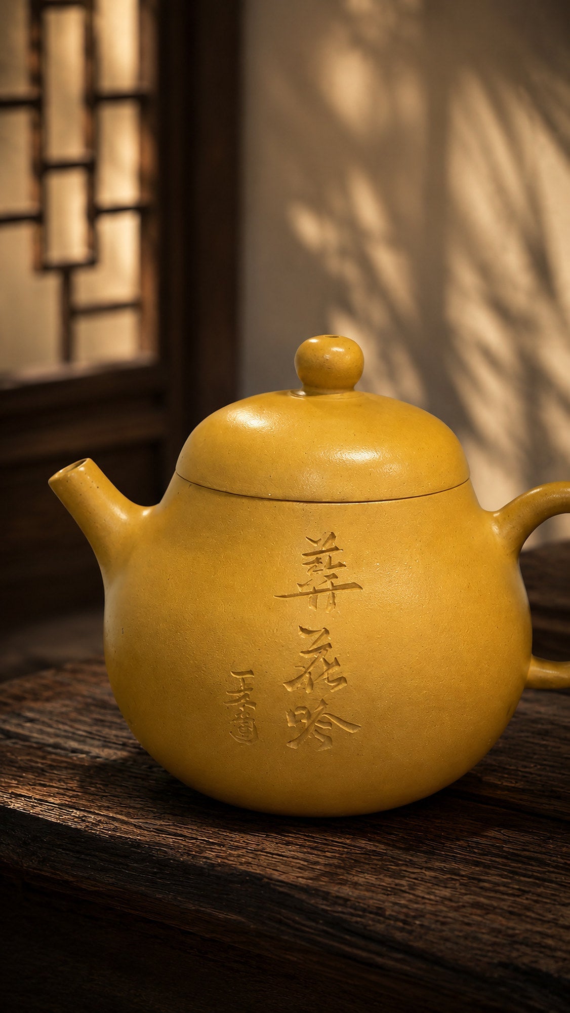 Wendan Yixing Zisha Teapot – Golden Duanni Clay, 90ml