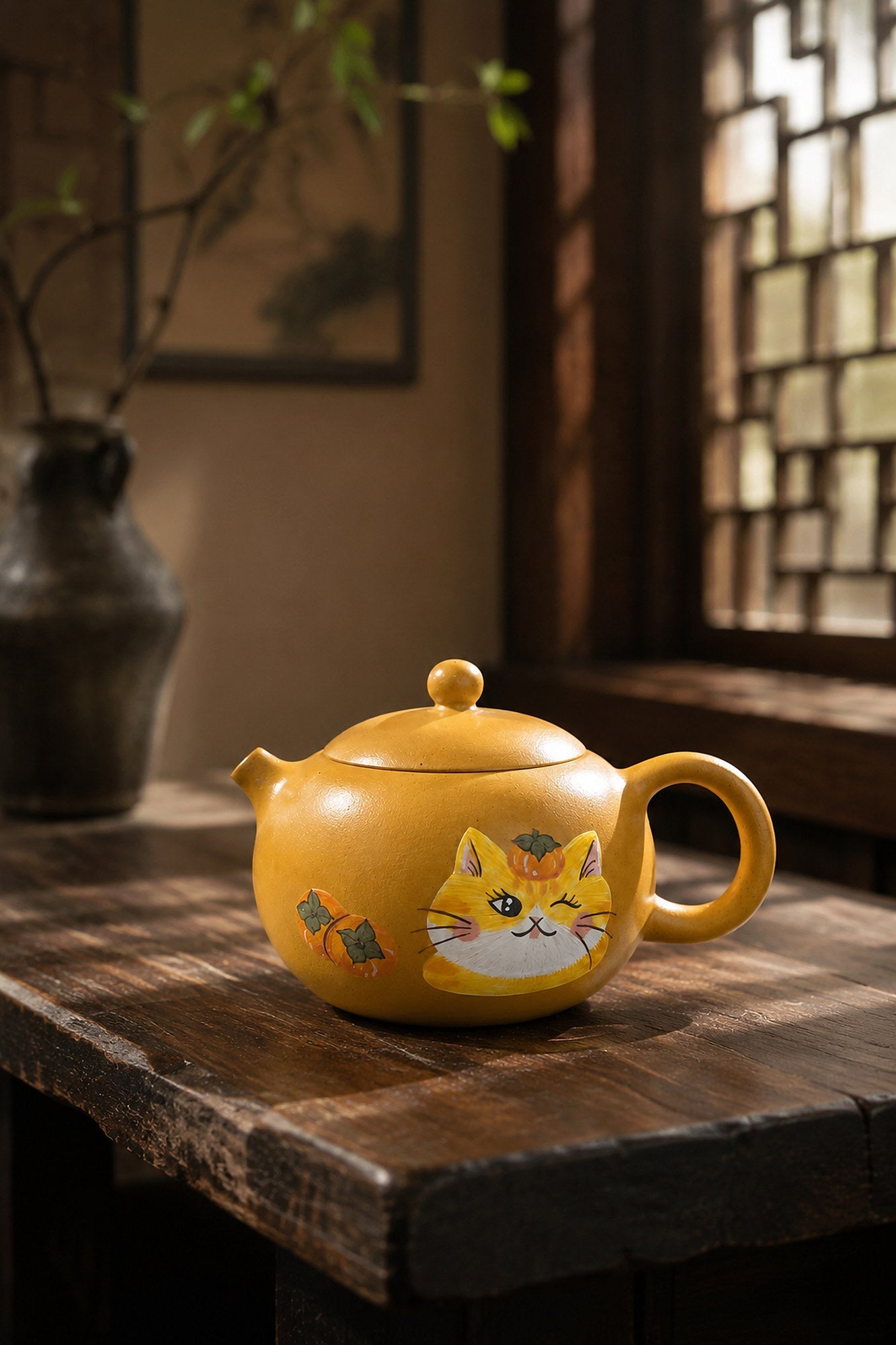 Xishi Yixing Zisha Teapot – Golden Duanni Clay, 90ml