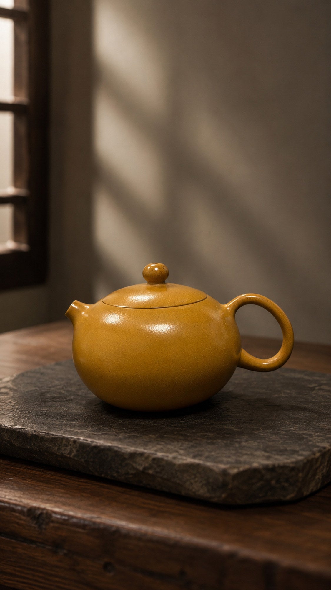 Handmade Xishi Yixing Zisha Teapot – Golden Duanni Clay, 100ml
