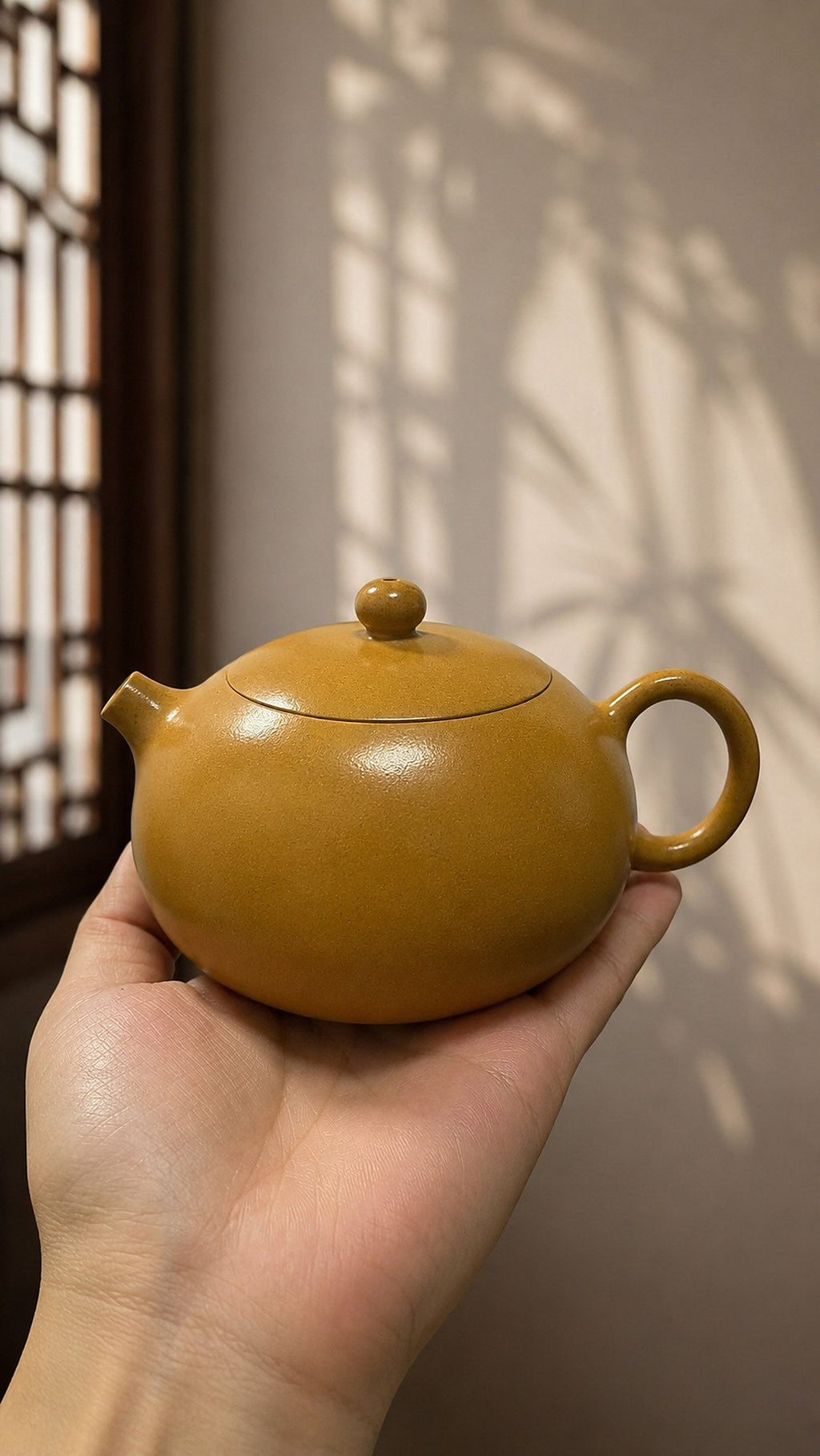 Handmade Xishi Yixing Zisha Teapot – Golden Duanni Clay, 100ml