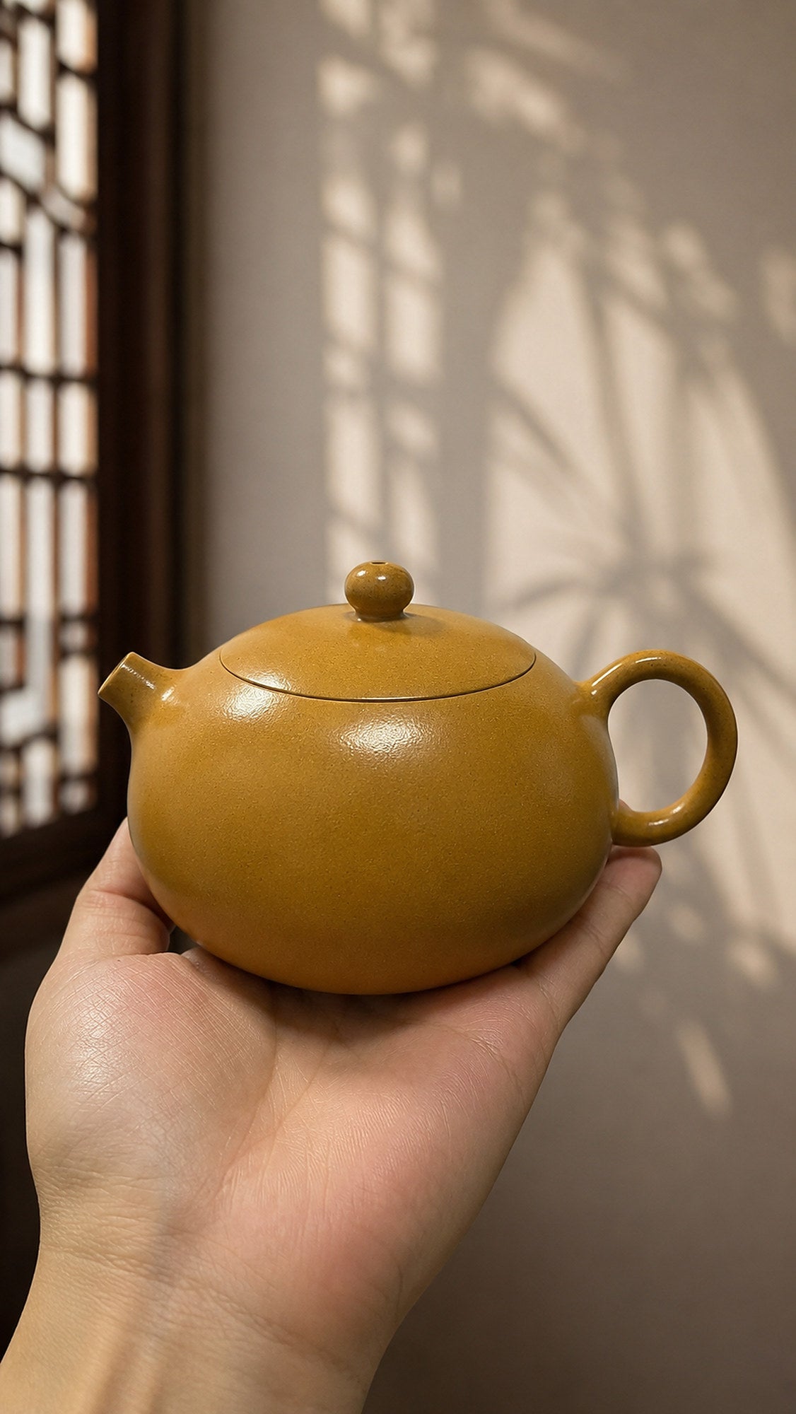 Handmade Xishi Yixing Zisha Teapot – Golden Duanni Clay, 100ml
