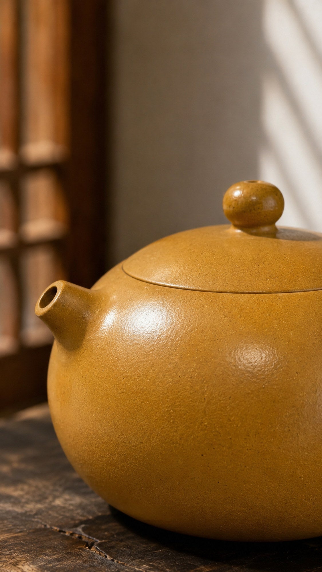 Handmade Xishi Yixing Zisha Teapot – Golden Duanni Clay, 100ml