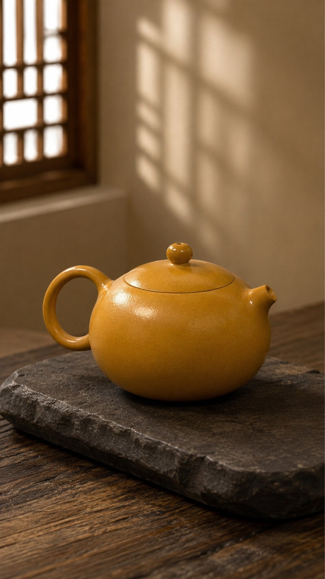 Handmade Xishi Yixing Zisha Teapot – Golden Duanni Clay, 100ml