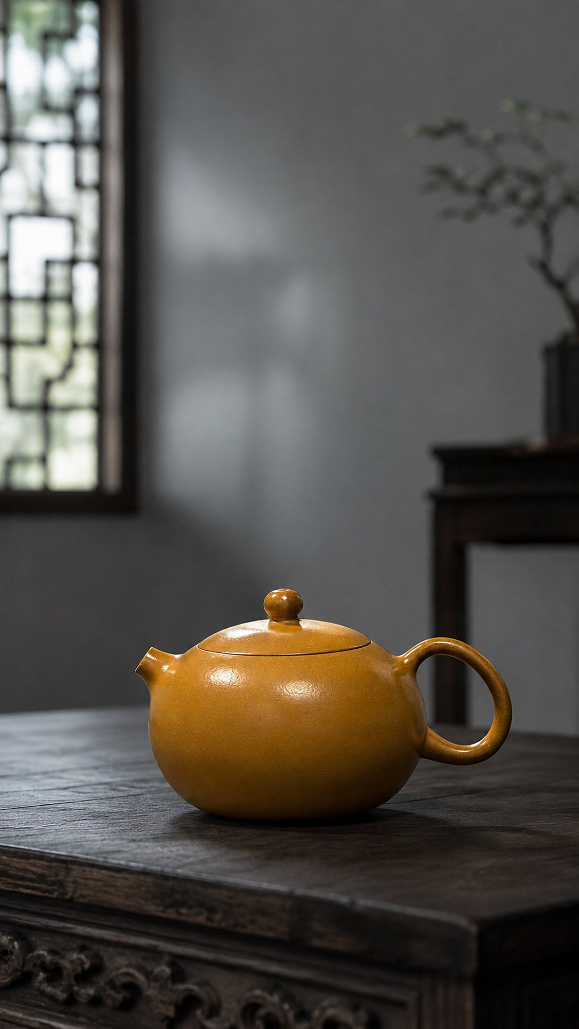 Handmade Xishi Yixing Zisha Teapot – Golden Duanni Clay, 100ml