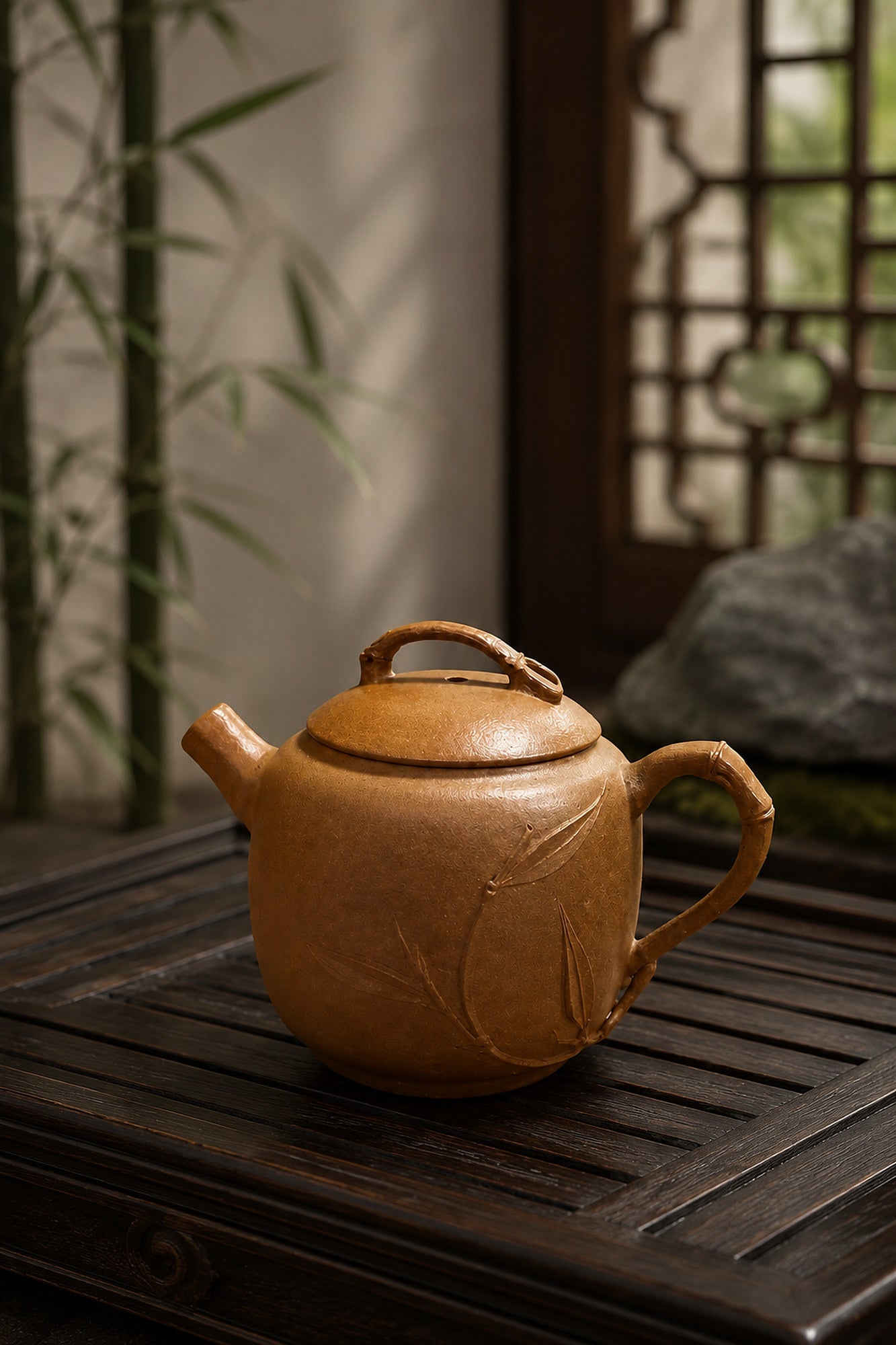 Yuan Zhu Yixing Zisha Teapot – Golden Duanni Clay, 80ml