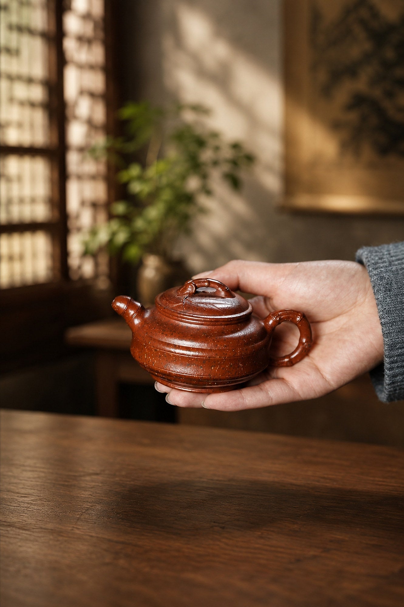 Shuang Xian Zhu Gu Yixing Zisha Teapot – Aged Zini Clay, 130ml